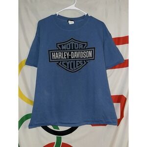 Harley Davidson T Shirt Mens XL Blue Biker Motorcycles